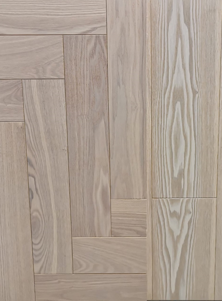 Паркетная доска Tenfor/Тенфор Венгерская елка Ясень Lotus Стандарт браш, матовый лак 450х90х13,5 мм (1,296 м2/упак)